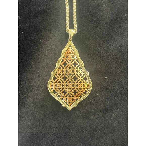 Designer Kendra Scott Yellow & Rose Gold Plate, Aiden 32" Necklace - Picture 2 of 4